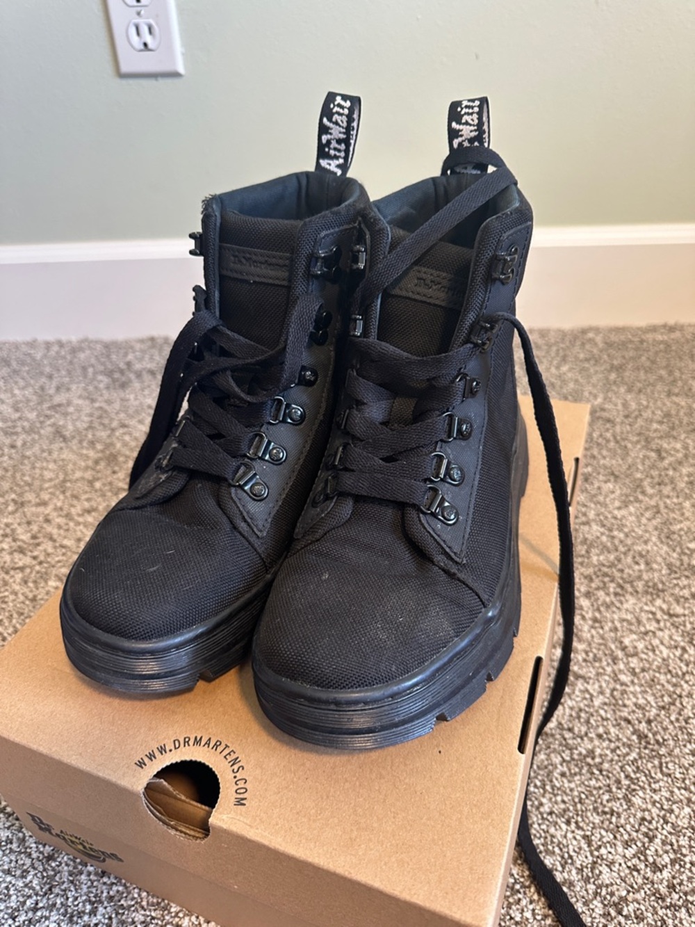 Dr. Martens Black Canvas Platform Lace-Up Ankle Boots